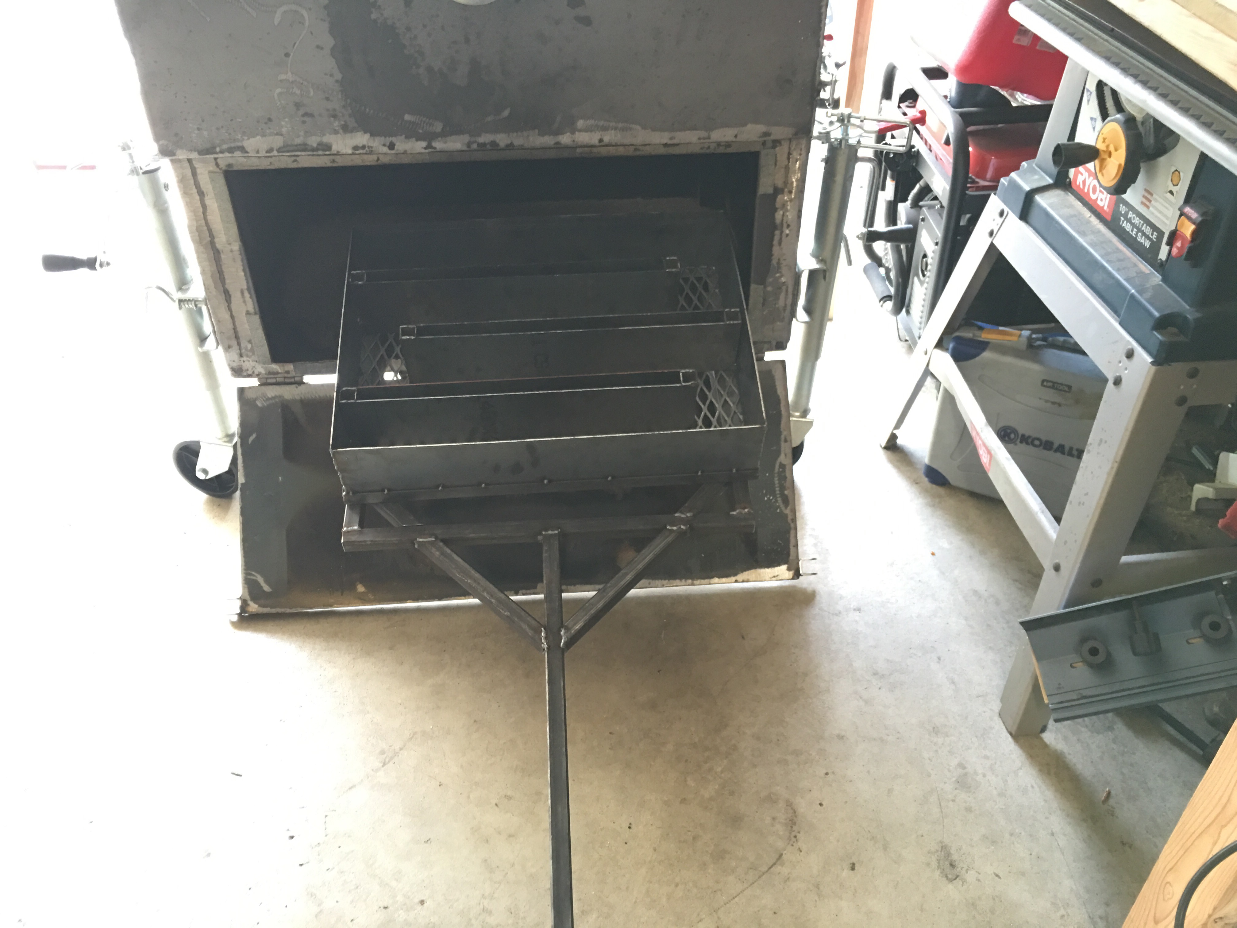 Firebox built and testing Smoker Build